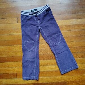 Mini Boden Corduroy Pants Girls 8Y Purple Heart Knees Bootcut Kids Youth Pants